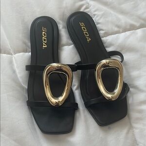 SODA Black and Gold Women's Sandals